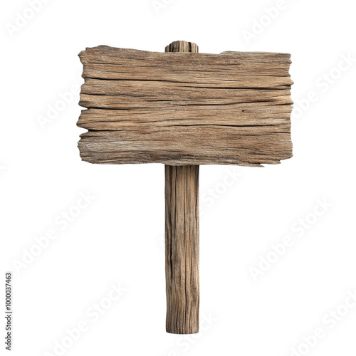 Weathered Wooden Signpost on White Background for Advertising and Social Media Campaigns