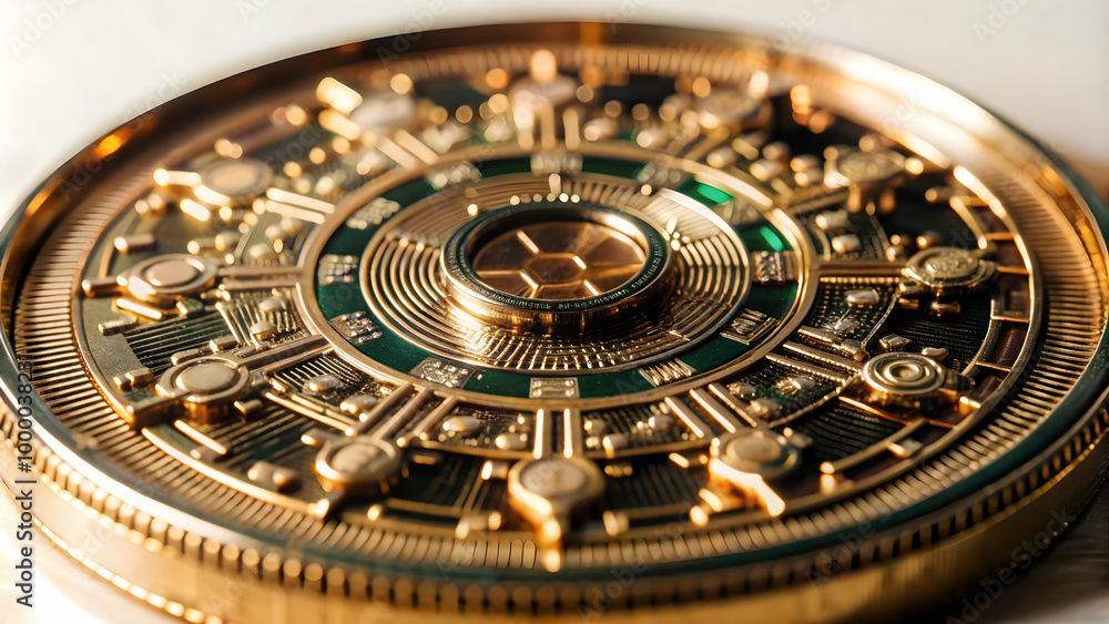 Futuristic 3D Macro Shot of Bhai Dooj Coin � Glowing Inscriptions & Intricate Textures Captured with Slow Zoom on Isolated White Background Futuristic 3D Macro Shot of Bhai Dooj Coin � Glowing Inscriptions & Intricate Textures Captured with Slow Zoom on Isolated White Background