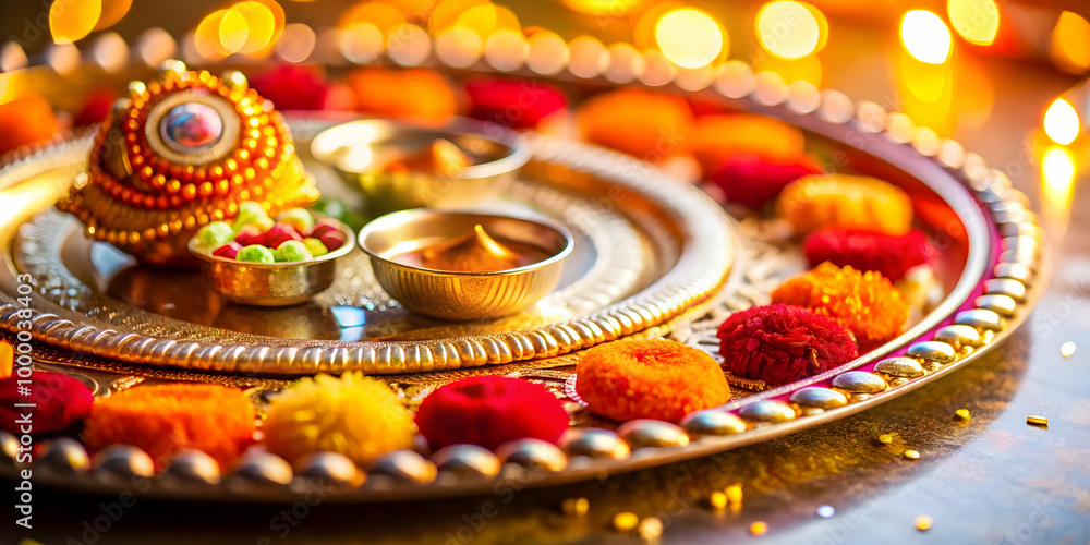 Futuristic Macro Shot of Bhai Dooj Tika Plate: Intricate Designs & Glowing Elements in a Modern-Traditional Fusion Futuristic Macro Shot of Bhai Dooj Tika Plate: Intricate Designs & Glowing Elements in a Modern-Traditional Fusion
