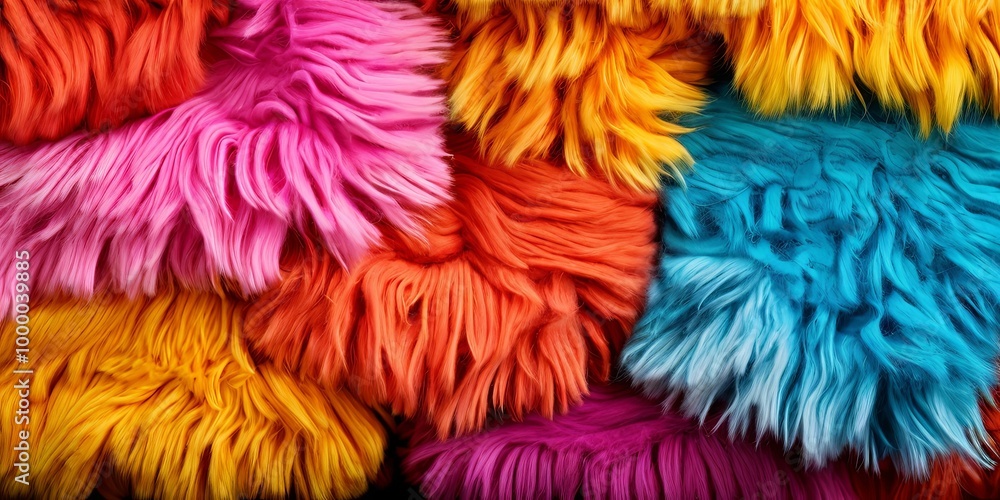 A pile of colorful fur with a rainbow of colors A pile of colorful fur with a rainbow of colors