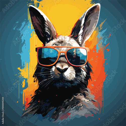 Cool bunny with sunglasses urban style
