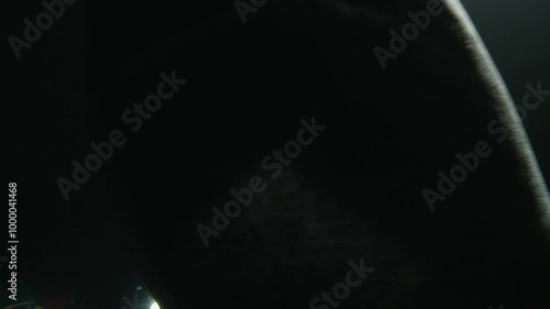 Low-angle close-up of a Greenland shark (Somniosus microcephalus) swimming in the dark, its massive body moving slowly through the deep waters. Check my portfolio for more greenland shark footage. photo