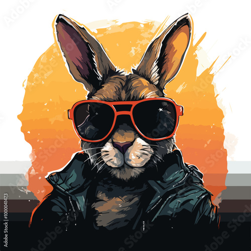 Cool bunny with sunglasses urban style