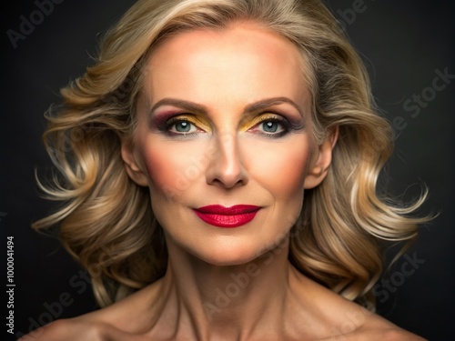 Wallpaper Mural Elegant Makeup Application for Mature Woman, Highlighting Natural Beauty and Timeless Grace Torontodigital.ca