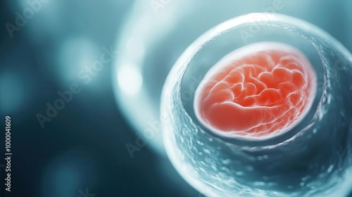 High-detail image of the embryonic stage of human life, showing the delicate beginnings of a new life, human life origins, embryo development photo