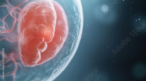 High-detail image of the embryonic stage of human life, showing the delicate beginnings of a new life, human life origins, embryo development photo