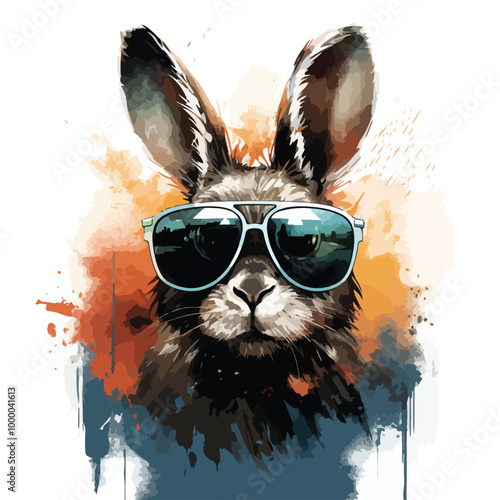 Cool bunny with sunglasses urban style