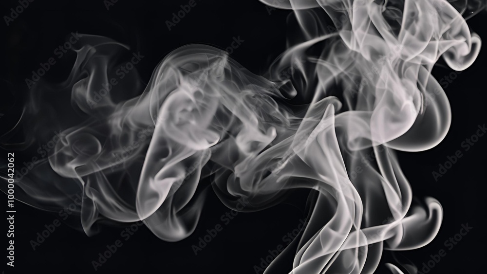 Fototapeta premium Cigarette smoke black background free form 