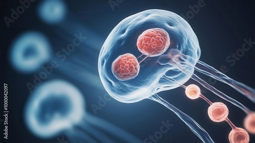 Sequence of an embryo growing from a single cell to a complex organism, human life development, embryo origins photo