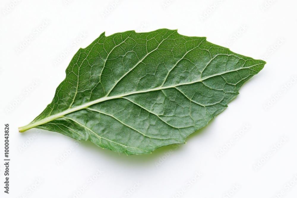 Tender Lamb's Quarters Leaf on White Surface Tender Lamb's Quarters Leaf on White Surface