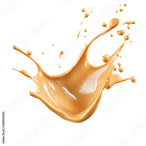 Splash peanut butter  isolated on transparent background Generative AI	