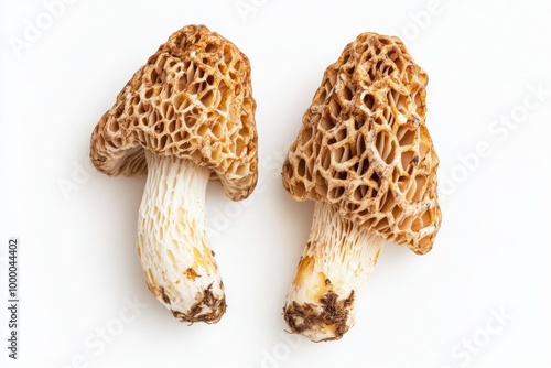 Prized Morel Mushroom on White Background