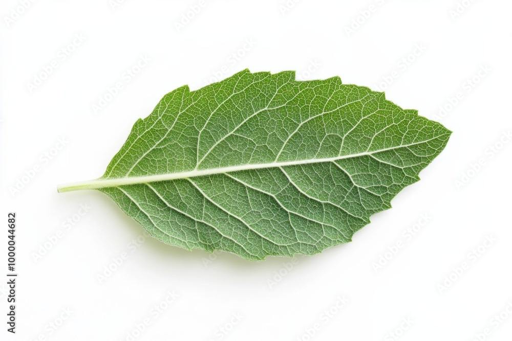 Velvety Mullein Leaf on Plain White Surface Velvety Mullein Leaf on Plain White Surface
