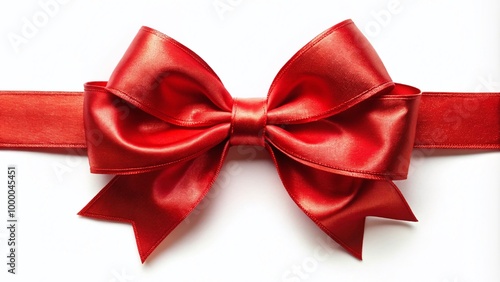 Elegant red bow and ribbon on a white background, perfect for festive decorations and gifts