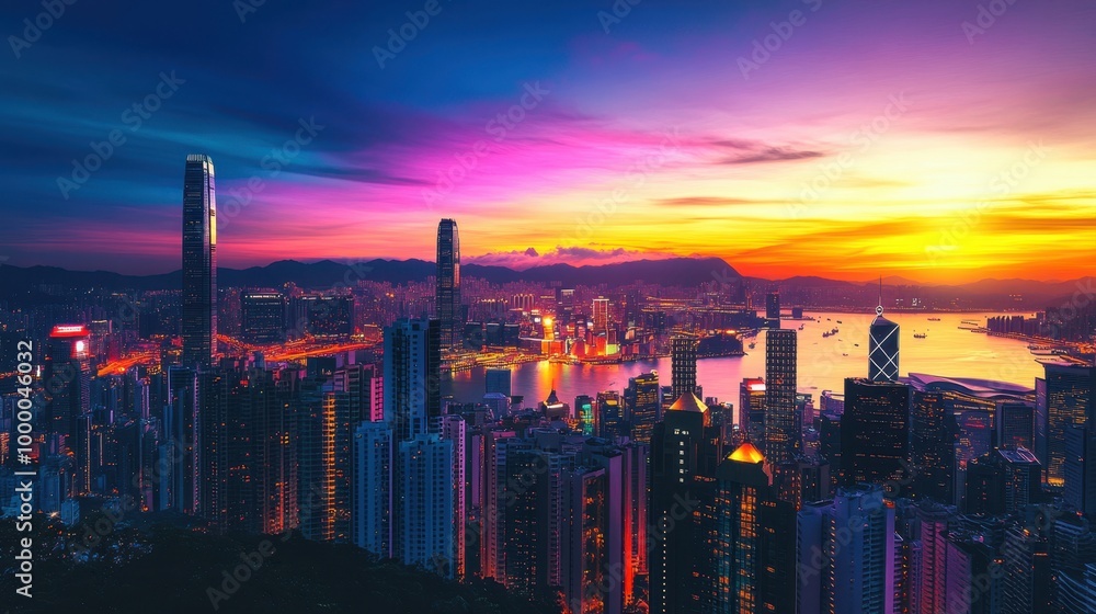 Fototapeta premium The Urban Skyline at Sunset