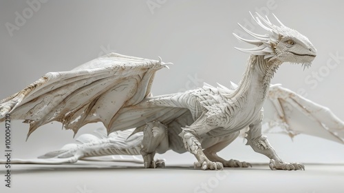 Majestic White Dragon on Light Background photo