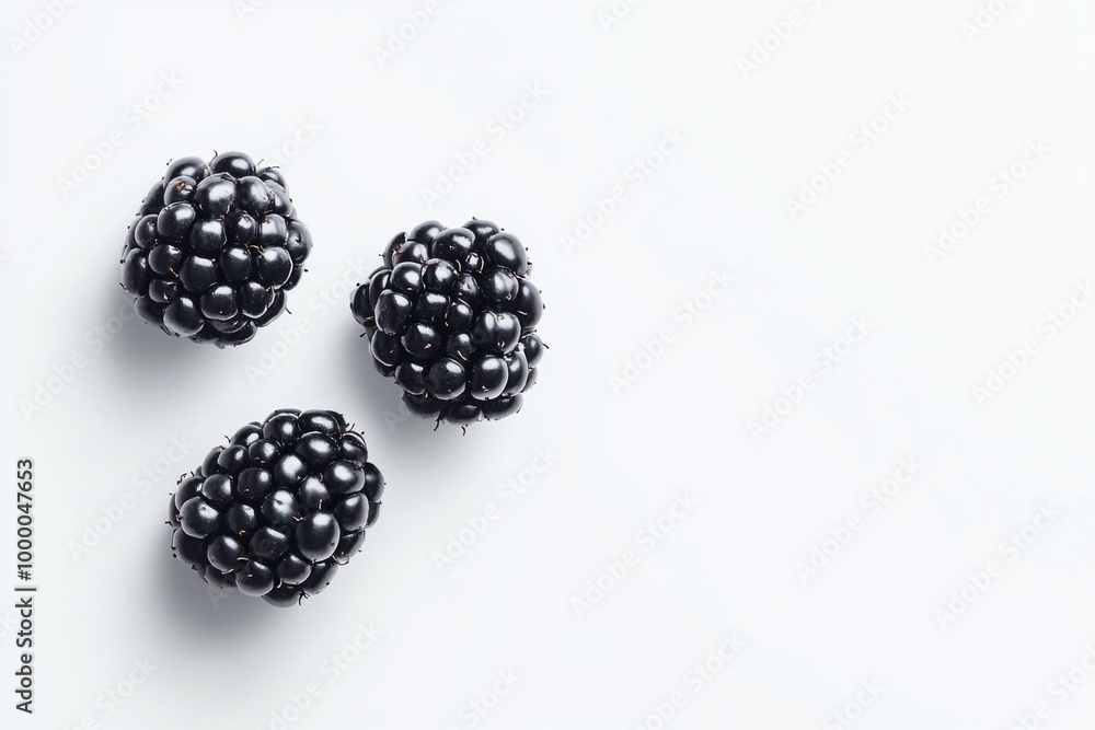 Juicy Wild Blackberry on White Background Juicy Wild Blackberry on White Background