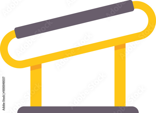 This illustration features yellow parallel bars used for physical therapy and rehabilitation exercises, aiding in recovery