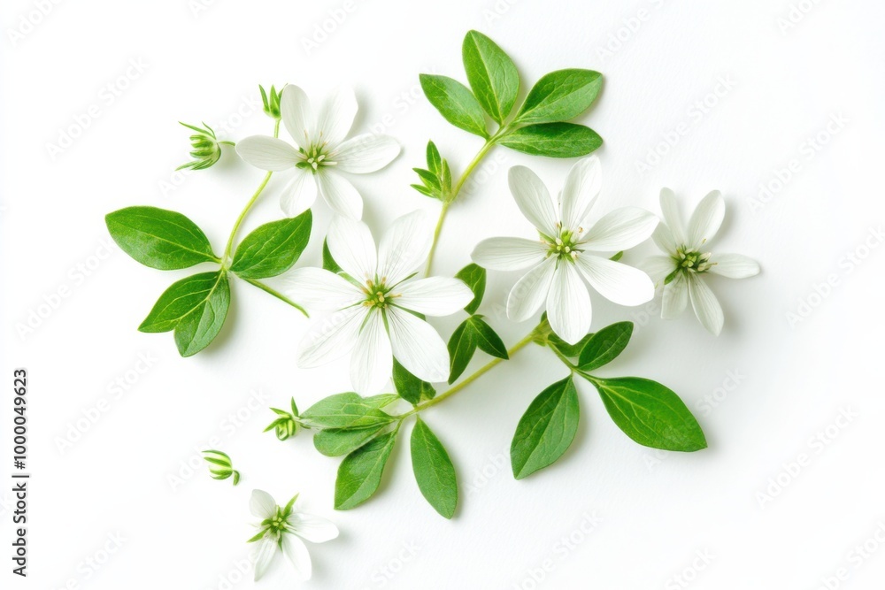 Dainty Wild Chickweed Flower on White Surface Dainty Wild Chickweed Flower on White Surface