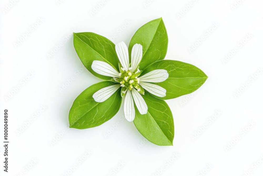 Starry Wild Chickweed Flower on White Surface Starry Wild Chickweed Flower on White Surface