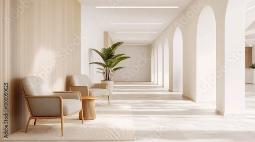 Elegant Hotel Lobby Design - Capturing Aesthetic Harmony and Guest Flow in a Well-Planned Space for Architectural Inspiration and Hospitality Marketing