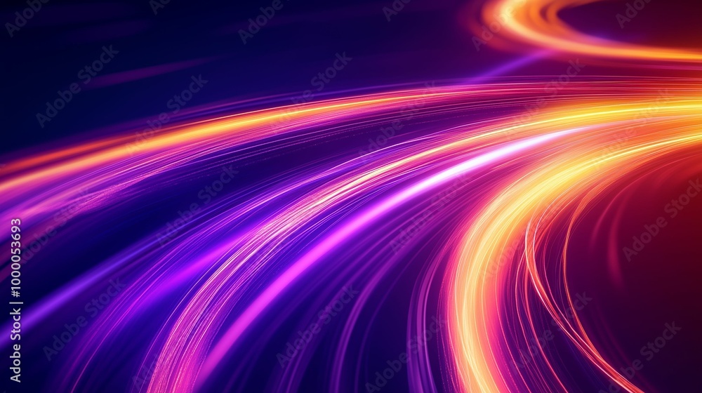 Abstract purple and orange light trails, futuristic technology concept Abstract purple and orange light trails, futuristic technology concept