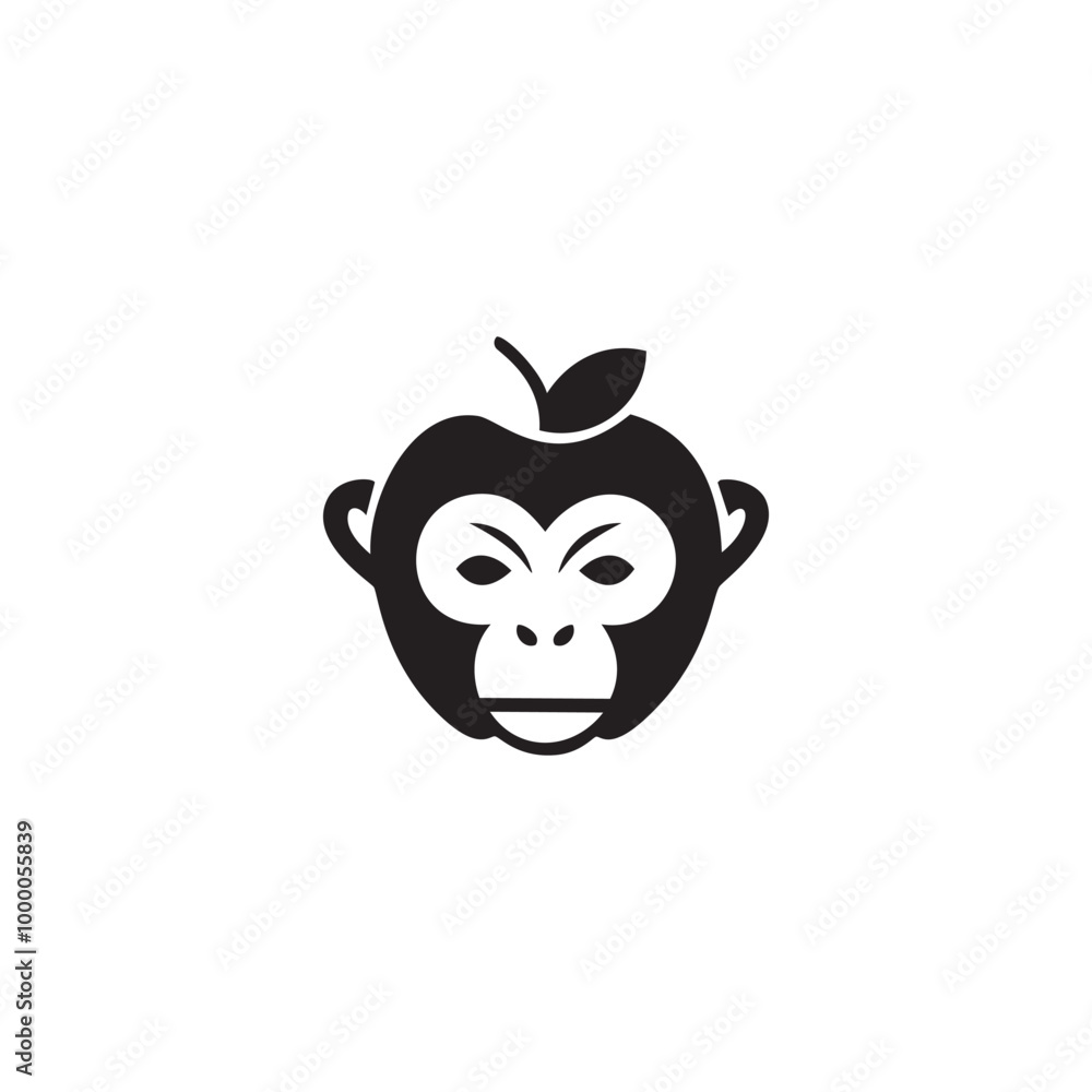 Naklejka premium Apple Monkey Logo. Apple monkey logo for sale, a combination of a apple with a monkey face