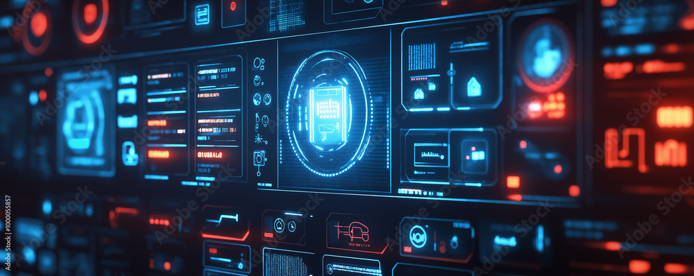 Fototapeta premium Smart Home Interface, A smart home interface, showcasing simple icons and controls