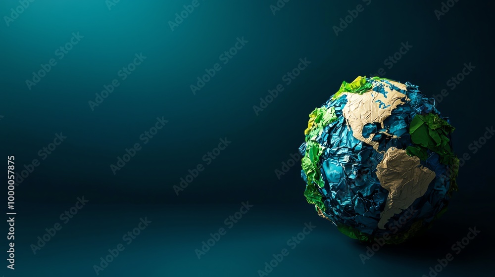 Colorful globe made of recycled materials symbolizing Earth and sustainability. Colorful globe made of recycled materials symbolizing Earth and sustainability.