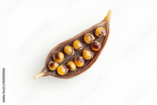 Textured Wild Mustard Seed Pod on White Surface photo