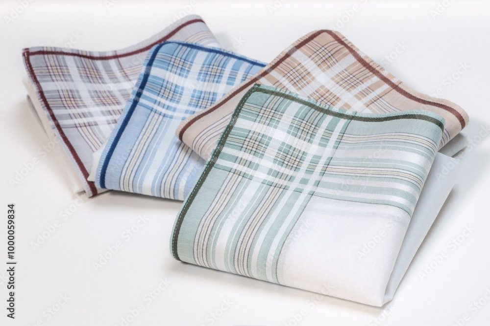 Set of vintage stripped handkerchiefs for men.