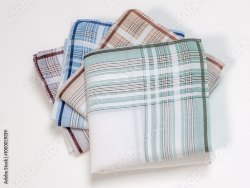 Set of vintage stripped handkerchiefs for men.