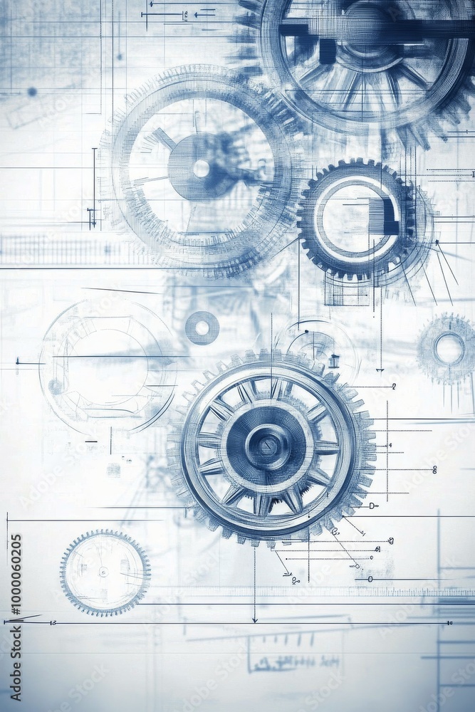 Futuristic abstract design featuring circular shapes and technical details in blue tones Futuristic abstract design featuring circular shapes and technical details in blue tones