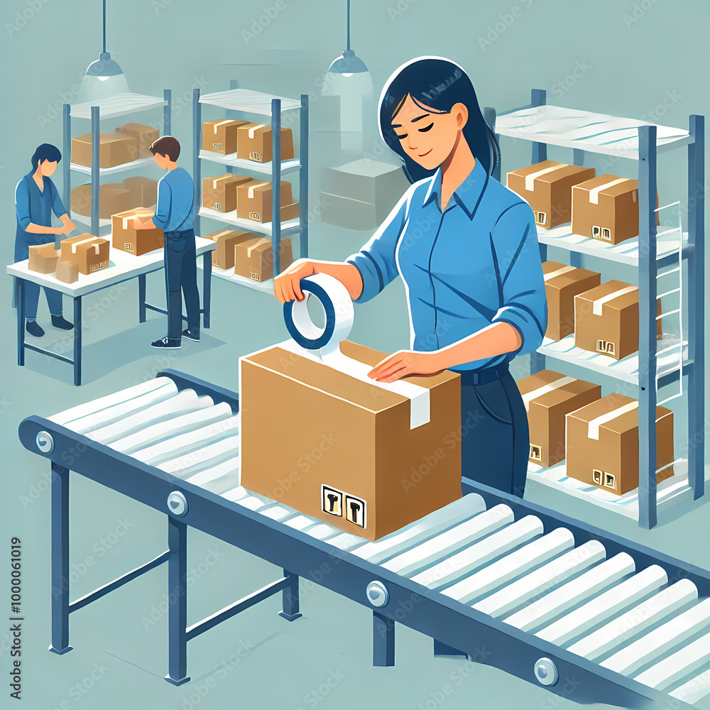 Worker Packing Boxes in Warehouse
Worker Packing Boxes in Warehouse