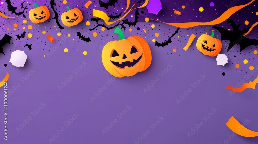 Fototapeta premium Colorful confetti as abstract party wallpaper background header, Paper cut art, Halloween atmosphere