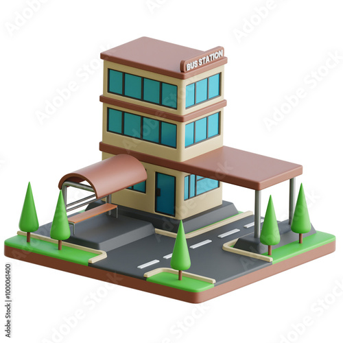 Bus Station 3d Illustration