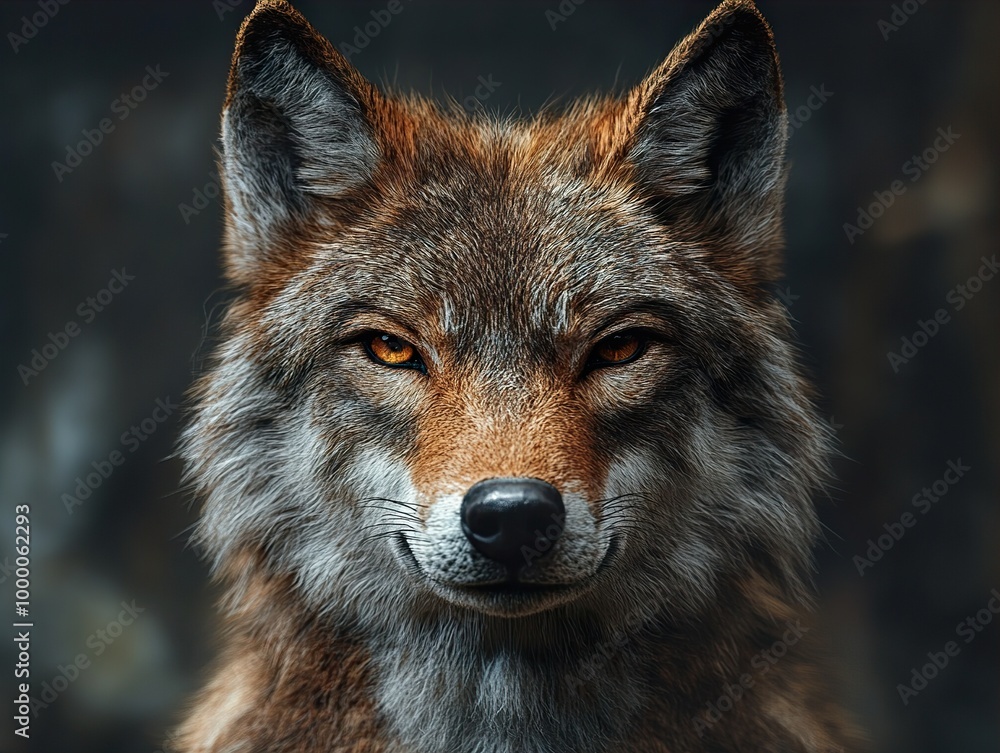 Close-up Portrait of a Majestic Wolf with Intense Eyes Close-up Portrait of a Majestic Wolf with Intense Eyes
