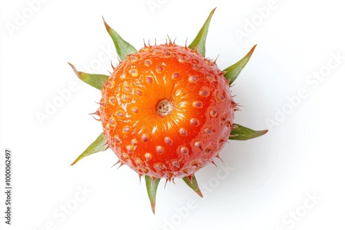 Plump Wild Salmonberry on White Background photo