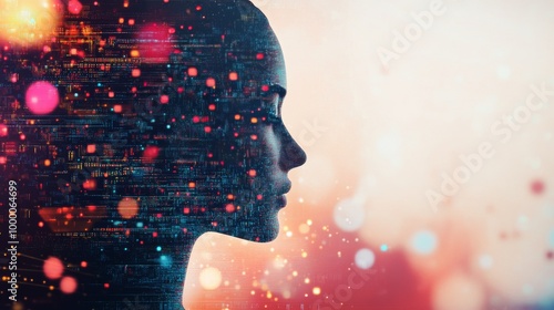 Colorful, abstract human silhouette on a dark background