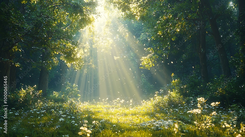 Serene Forest Landscape with Sunlight Serene Forest Landscape with Sunlight