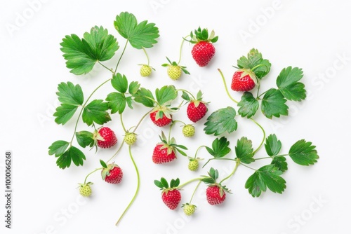 Sweet Wild Strawberry on White Surface photo