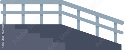 Simple vector illustration of a concrete staircase with a metal handrail, ideal for architectural or accessibility concepts