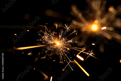 Wallpaper Mural Sparkler with glowing sparks on dark background, perfect for celebrations, New Year's Eve, parties, and festive events, creating a magical atmosphere and bright moments Torontodigital.ca