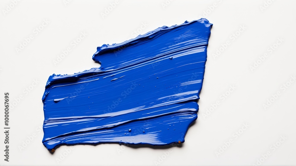 Fototapeta premium Swatch of blue oil paint on white background