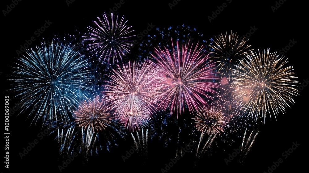 Dazzling Fireworks Display over the Night Sky in a Vibrant Dazzling Fireworks Display over the Night Sky in a Vibrant