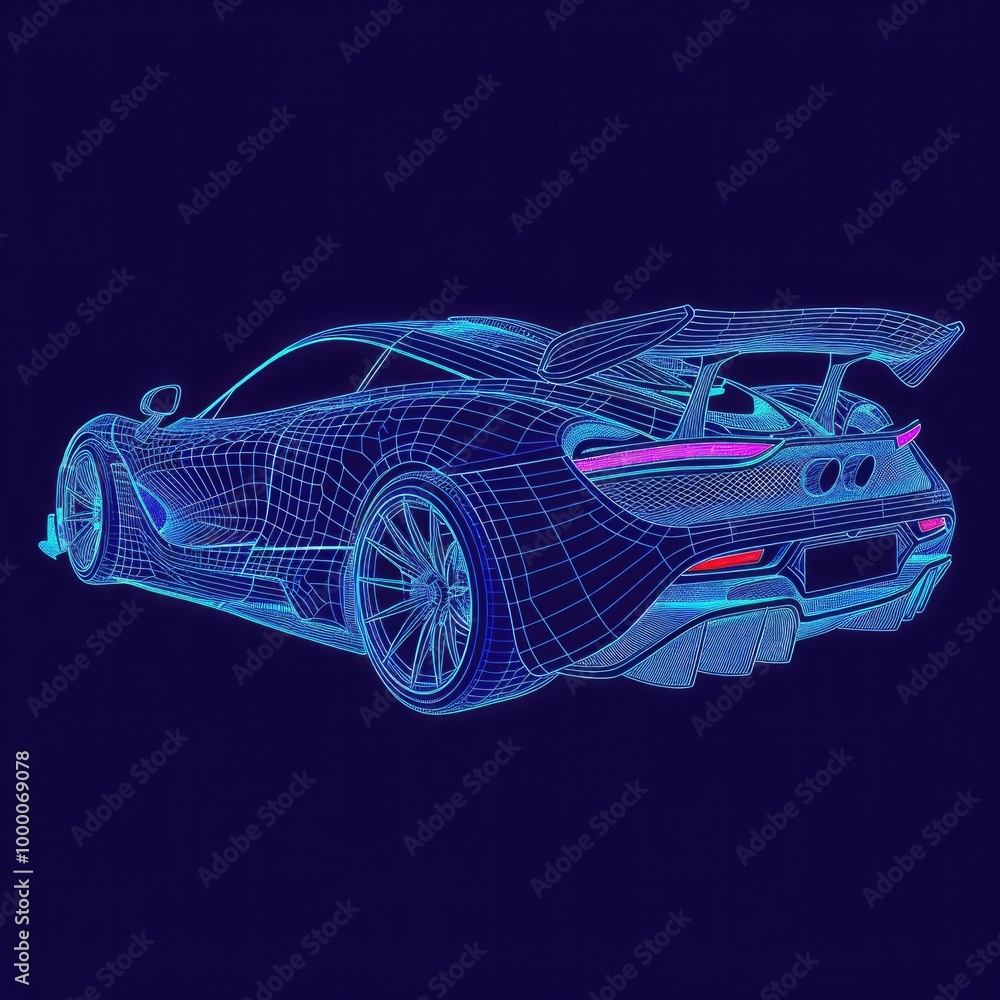 Naklejka premium Design a 3D laser wireframe vector art of an abstract geometric shape