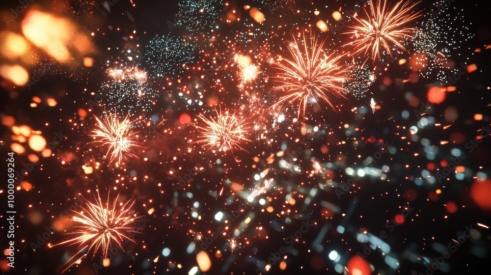 Obraz premium Stunning Colorful Fireworks Display in Vibrant Night Sky for