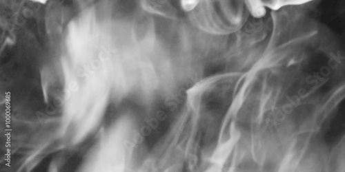 Swirls of gloomy grey smoke on a dark black background. Smoke black ground fog cloud floor mist background steam dust dark white horror overlay. abstract background smoke curves and wave vector design