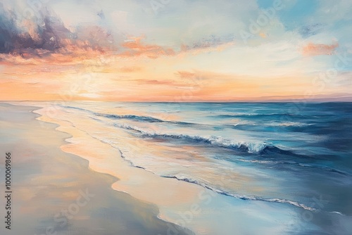 Abstract Painting of a Seascape at Sunset