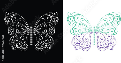 Canvas Print Angel wings crystal iron Rhinestone template design